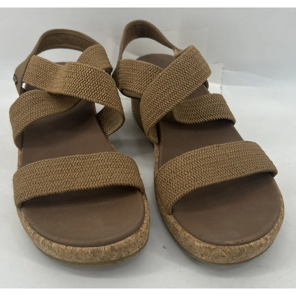 Skechers Arch Fit Beverlee Love Stays Wedge Sandals‎ Tan Women's Size 10